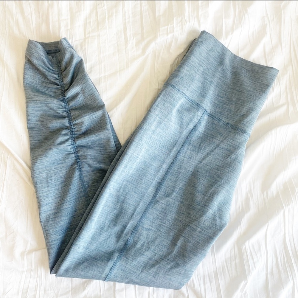 Nike Athletic Leggings Large Blue Scrunch Workout Soft High Waist Pocket